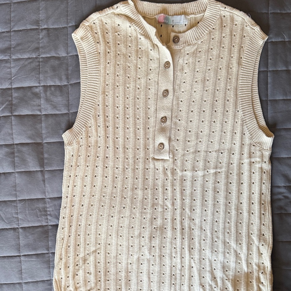 Free People Cream Sleeveless Tunic